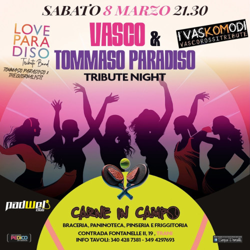 Vasco & Tommaso Paradiso tribute night women's day a Trani