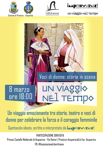 "Voci di donne: Storie in scena" Spettacolo teatrale "Un viaggio nel tempo" per celebrare la forza e il coraggio femminile