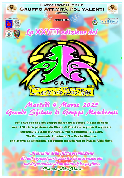 Grande sfilata di gruppi mascherati del Carnevale Bitettese