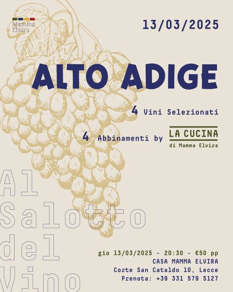 Cena Degustazione vini Alto Adige - Al Salotto del Vino