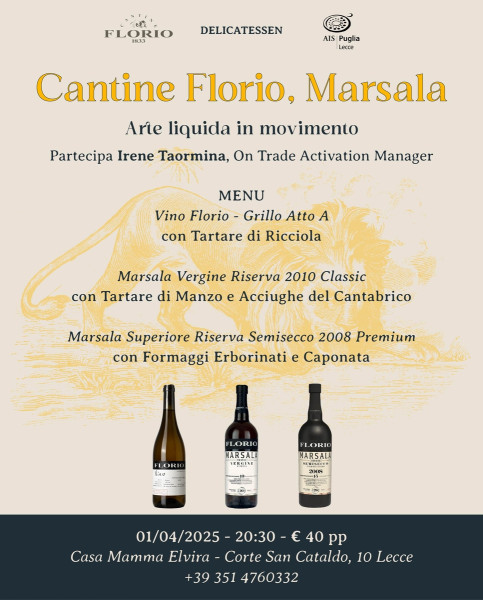 Degustazione Marsala Florio con AIS Lecce e Delicatessen