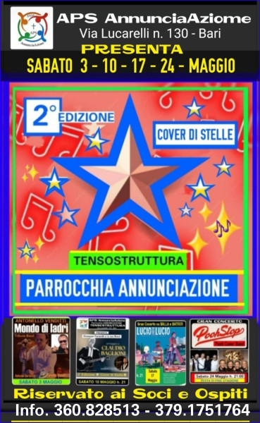 I 4 Appuntamenti di Maggio della 2° Edizione della Rassegna "COVER DI STELLE" alla Parrocchia Annunciazione