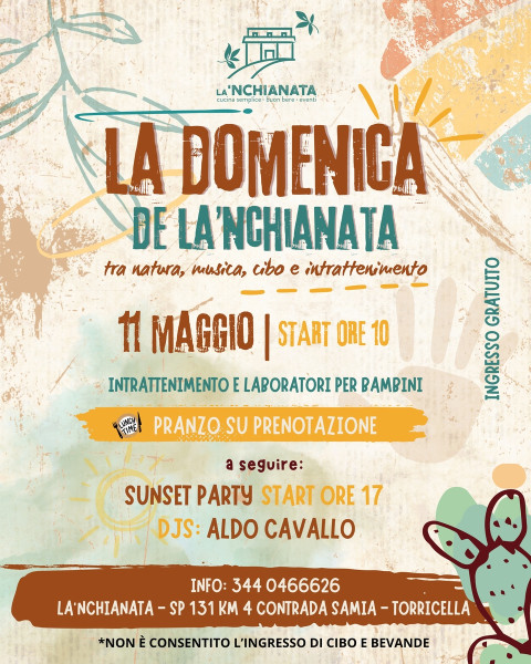 Laboratori per bambini, Sunset party, food&drink dal mattino a sera, domenica 11 maggio a La’nchianata