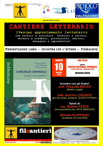 "CHIRURGIA CRIMINALE. La follia in sala operatoria" di P. Bacco, L. Della Sala, A. Loconte.