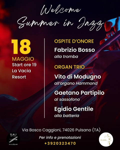 WELCOME SUMMER IN JAZZ con ORGAN TRIO special guest FABRIZIO BOSSO
