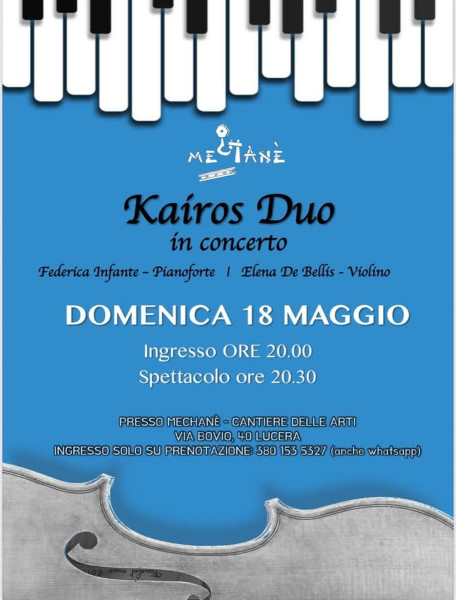Il Kairos Duo in concerto: incontro tra pianoforte e violino