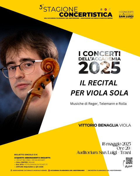 Il Recital per viola sola: Musiche di Reger, Telemann e Rolla