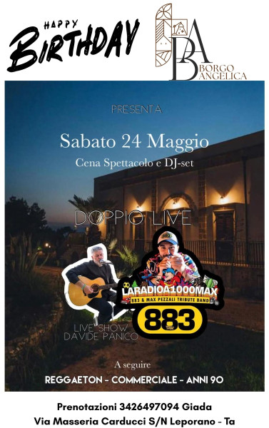 Happy Birthday Borgo Angelica cena spettacolo