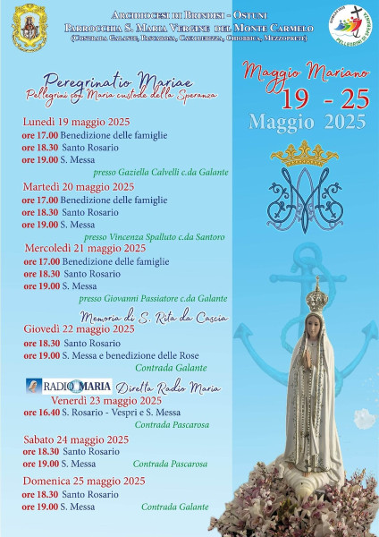 Benedizione delle rose di Santa Rita in contrada Galante e Peregrinatio Mariae
