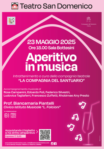 Aperitivo in musica 23 maggio ore 18,00 sala Bottesini