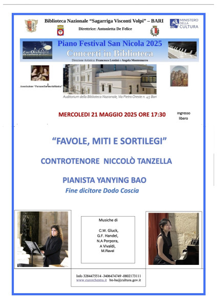 Bari – Per i Concerti in Biblioteca dell&apos;EurOrchestra “Favole, miti e sortilegi”