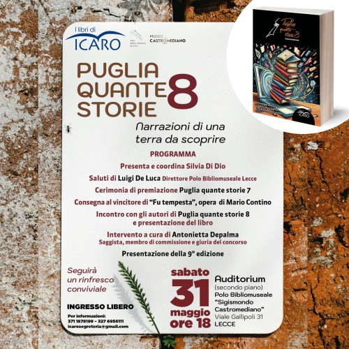 Sabato 31 maggio la grande serata di Puglia Quante Storie: presentazione del libro ufficiale, proclamazione del vincitore assoluto e apertura della nuova edizione.