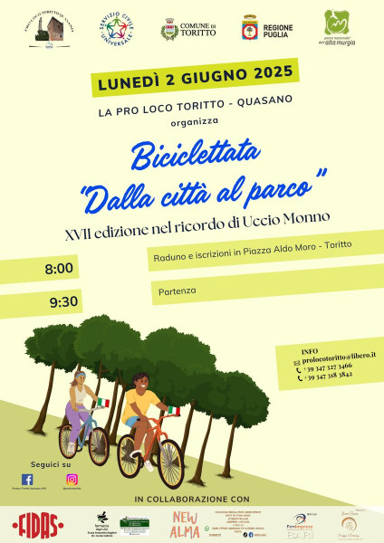 BICICLETTATA TORITTO QUASANO - DALLA CITTÀ AL PARCO - XVII EDIZIONE