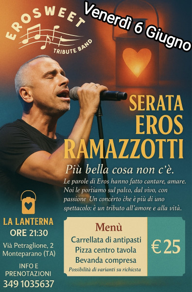 Cena spettacolo Erosweet tribute band