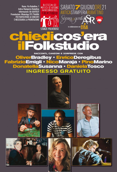 Roma: si torna al Folkstudio in una serata a cura di Enrico Deregibus
