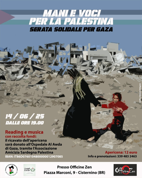 Mani e voci per la Palestina: serata solidale per Gaza