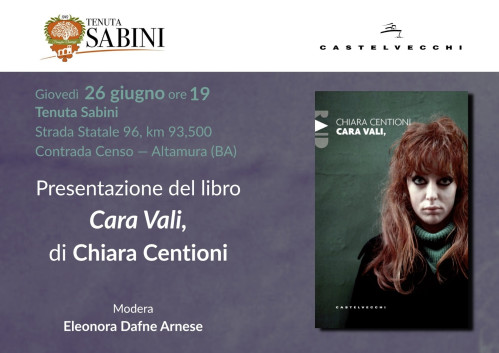 Arriva la suggestiva presentazione del libro "Cara Vali,".