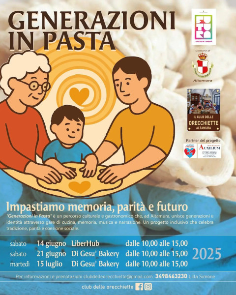 "Generazioni in pasta": gara di pasta fresca a squadre, aperta a tutti