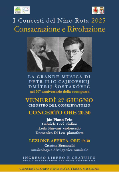CONSACRAZIONE e RIVOLUZIONE La grande musica di Petr Ilic Cajkovskij e Dmítrij Sostakóvic (nel 50° anniversario della scomparsa)