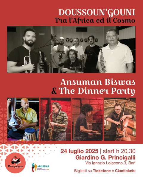 Dousson'Gouni di Roberto Ottaviano + Ansuman Biswas & The Dinner Party per Bari in Jazz 2025