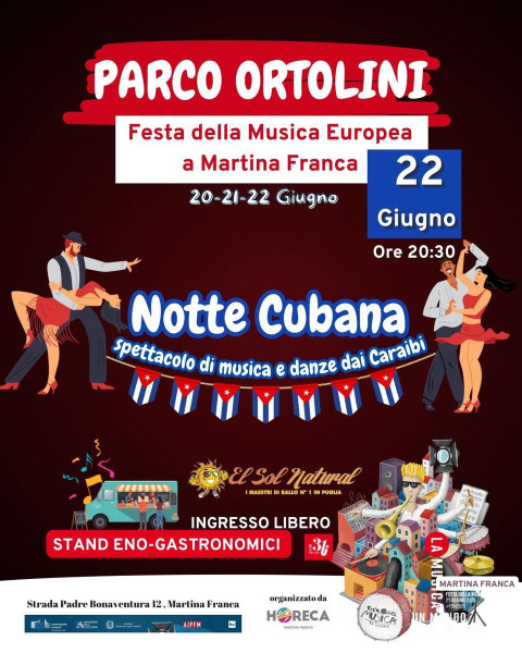 Notte Cubana con I Maestri della scuola El Sol Natural@Festa Della Musica Europea 2025 Parco Ortolini - Martina Franca (Ta)