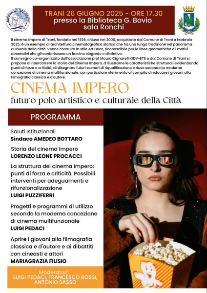 Incontro tematico su CINEMA IMPERO FUTURO POLO ARTISTICO E CULTURALE DELLA CITTÀ