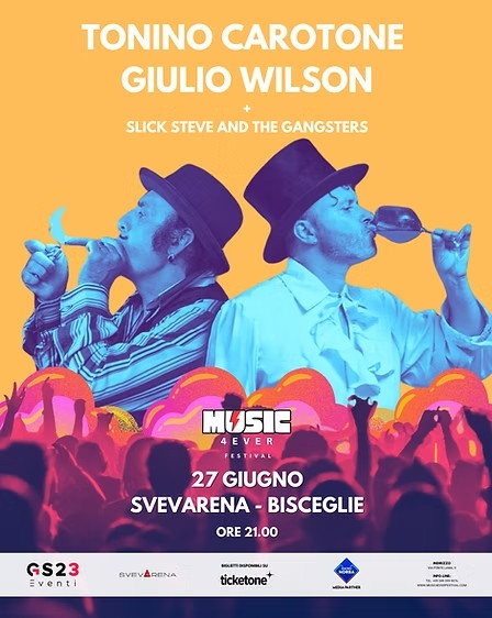 Tonino Carotone e Giulio Wilson alla Svevarena per Music 4Ever Festival
