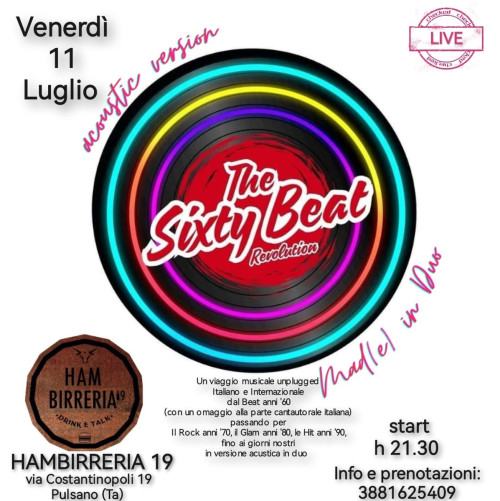 The Sixty Beat REVOLUTION acoustic version Mad(e) in Duo #LIVE@HAMBIRRERIA 19 - Pulsano (Ta)