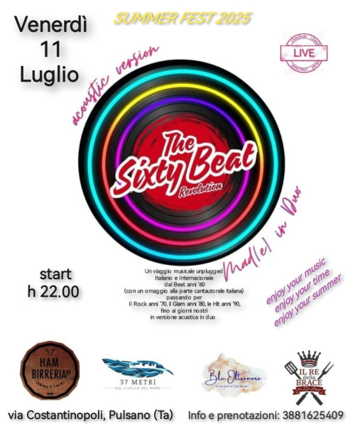 The Sixty Beat REVOLUTION acoustic version Mad(e) in Duo #LIVE@HAMBIRRERIA 19 - Pulsano (Ta)