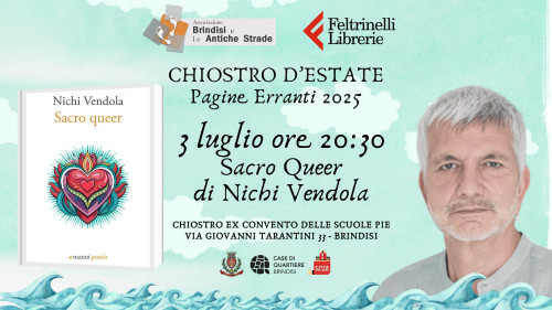 Chiostro D' Estate: 3 luglio ore 20:30 presentazione libro SACRO QUEER di NICHI VENDOLA