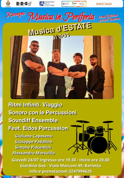 "Ritmi Infiniti"  Eidos Percussion live concert al Giardino GOS: la forma del suono, il suono della forma