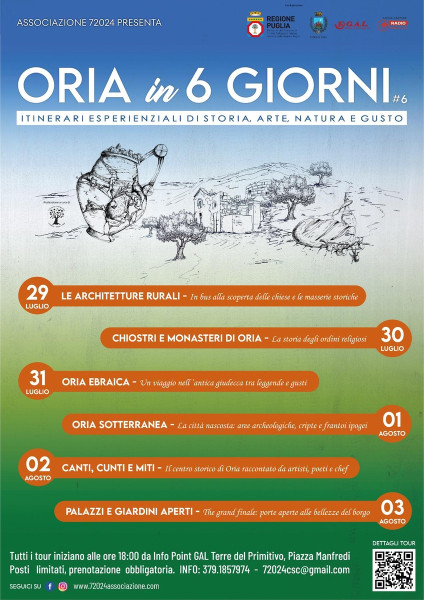 Oria in 6 giorni: itinerari esperienziali di storia, arte, natura e gusto