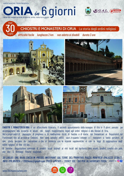 Chiostri e Monasteri di Oria: La storia degli ordini religiosi