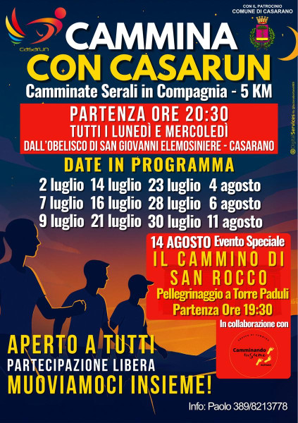 Cammina con Casarun: le camminate serali che accendono l’estate di Casarano