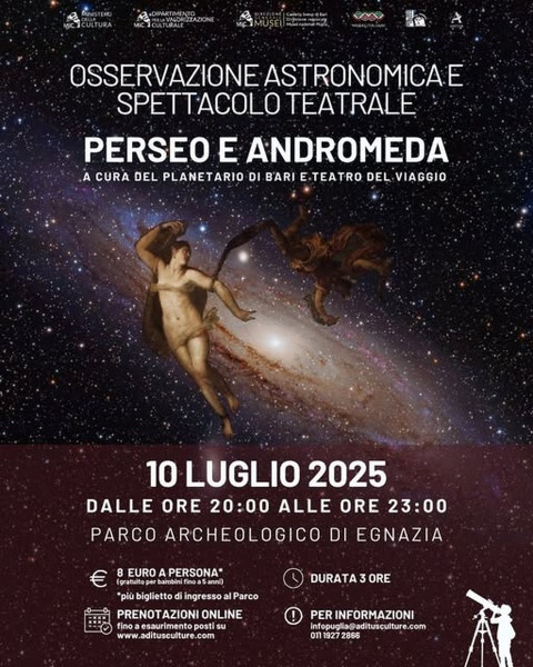 Perseo e Andromeda, spettacolo teatrale e osservazione astronomica sull'acropoli
