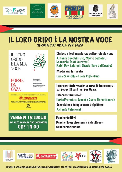 Il loro grido è la nostra voce -serata culturale per Gaza-