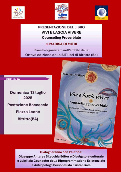 Presentazione del libro VIVI E LASCIA VIVERE Counseling Proverbiale Wip Edizioni