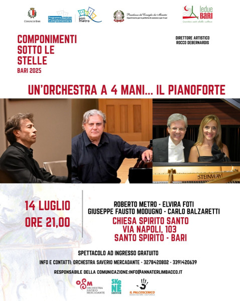 Bari – Un&apos;orchestra a 4 mani…il pianoforte!
