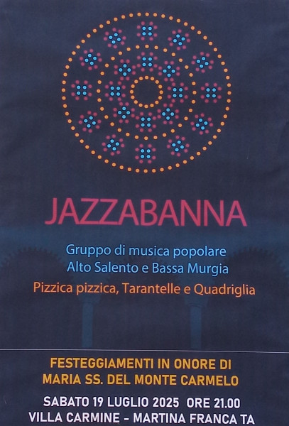 Pizzica e musica popolare col gruppo "Jazzabanna" per la festa della Madonna del Carmine
