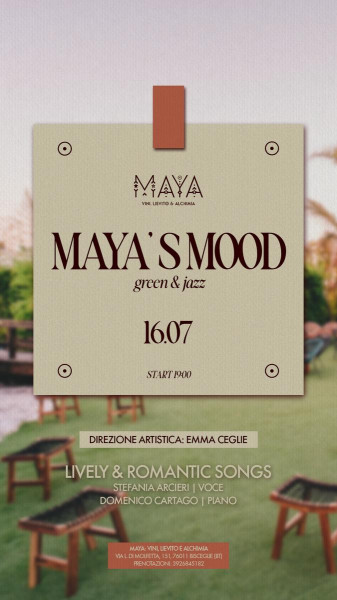 MAYA’S MOOD -Green&Jazz presenta: LIVELY &ROMANTIC SONGS  con Stefania Arcieri e Domenico Cartago