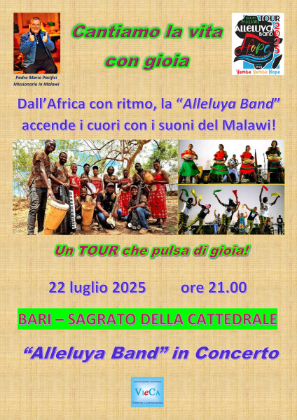 Dal Malawi, l'ALLELUYA BAND live concert a Bari e provincia
