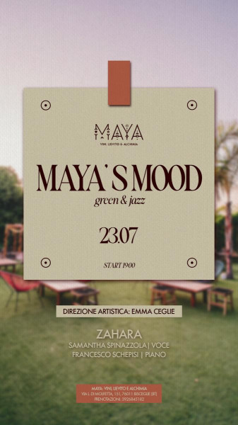 MAYA’S MOOD Green &Jazz                                                      presenta: ZAHARA con Samantha Spinazzola e Francesco Schepisi