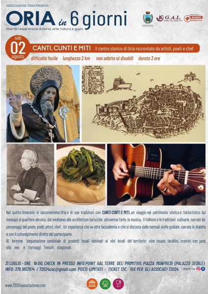 Canti, cunti e miti: il centro storico di Oria raccontato da artisti, poeti e chef
