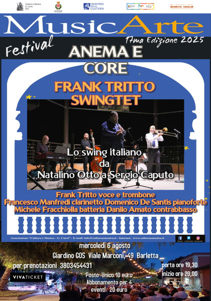 Frank Tritto Swingtet con "Anema e Core - Lo Swing italiano da Natalino Otto a Sergio Caputo" inaugura il Festival Music