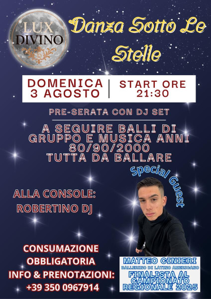 Danza Sotto Le Stelle: Una Notte di Musica, Ballo e Spettacolo Sotto Il Cielo Stellato!