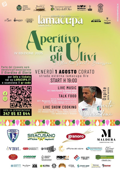 "Aperitivo tra gli Ulivi: emozioni, sapori e benessere con Roberto Donadoni