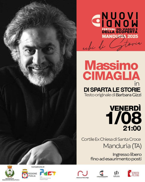 Massimo Cimaglia in "Di Sparta le Storie" al Nuovi Mondi Festival, venerdì 1 agosto a Manduria