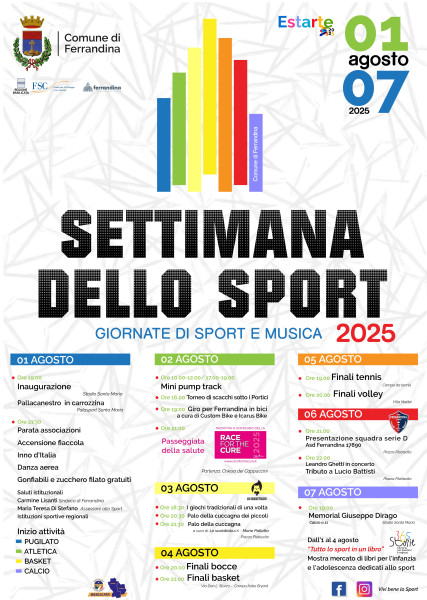 Settimana dello Sport 2025″: a Ferrandina dall'1 al 7 agosto