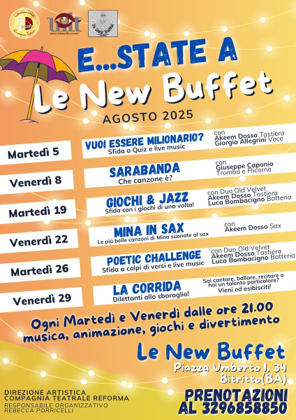 E...state a le New Buffet ad Agosto
