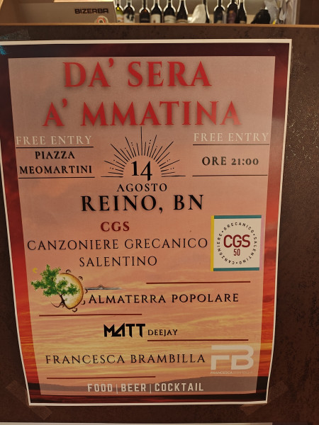DA’ SERA A’ MMATINA  MUSICA, DIVERTIMENTO E TRADIZIONE A REINO